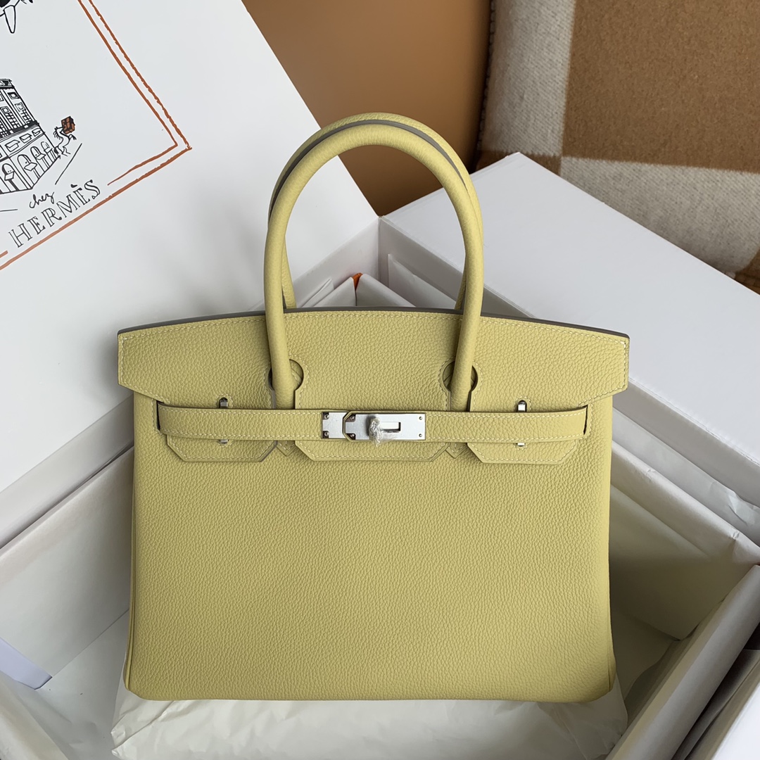 Hermes Birkin 30CM Togo Leather Handbag Jaune Poussin